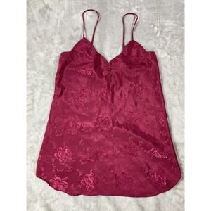 Morgan Taylor Intimates Nightgown Womens Small Romantic Red Floral Roses Satin